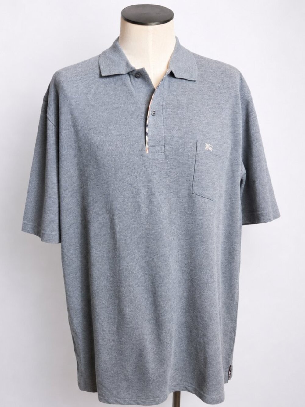 Burberry Heather Grey Short-Sleeve Polo with Chest Pocket